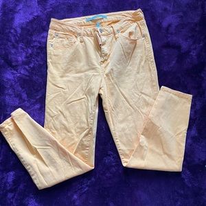 Orange skinny jeans